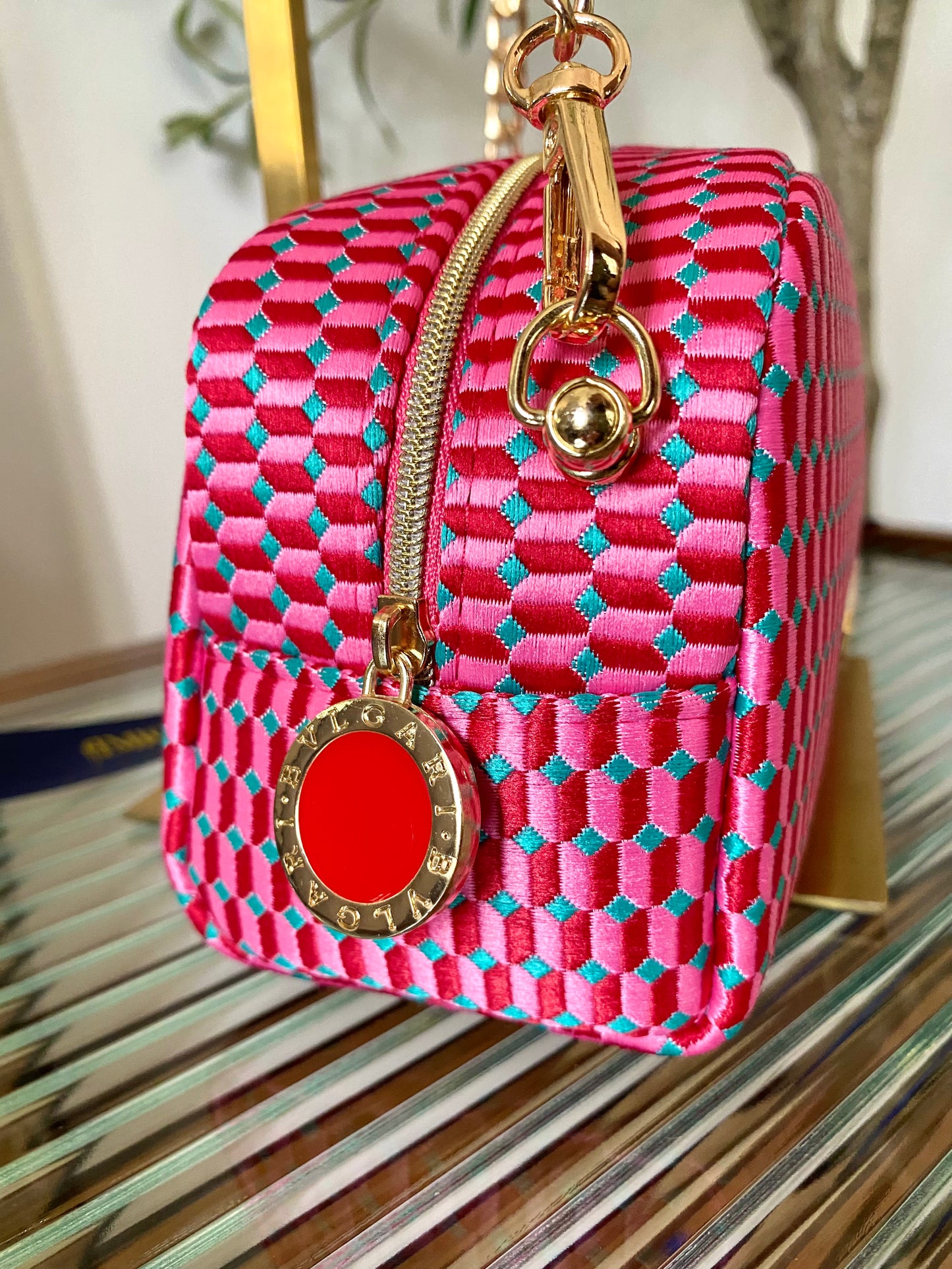 BVLGARI Pattern Red Pouch